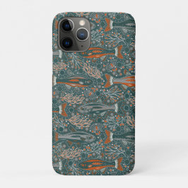 Brook Trout - Grijs, Sinaasappel, op Turqoise - NH Case-Mate iPhone Case