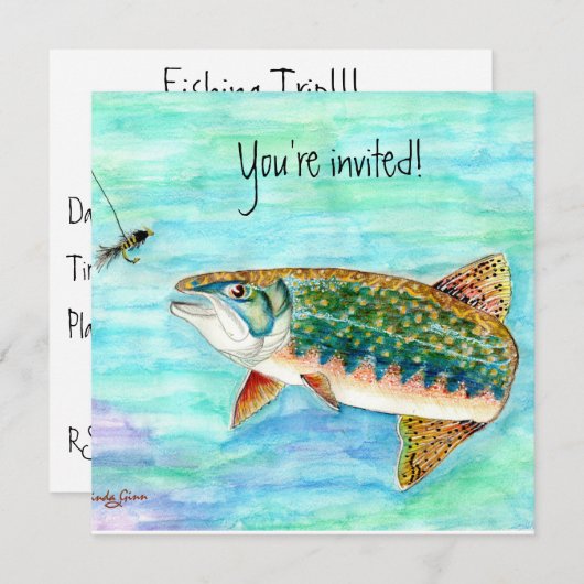 Brook Trout Invitation Kaart (Voorkant / Achterkant)