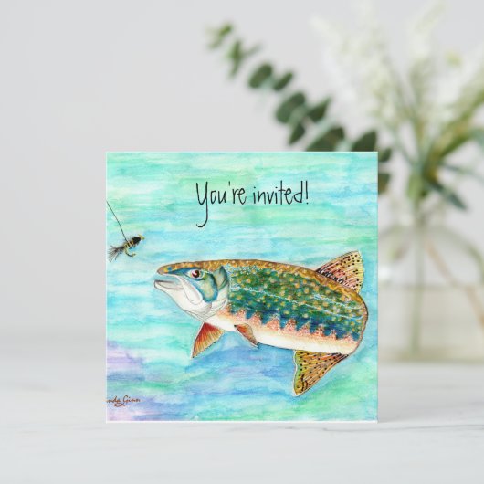 Brook Trout Invitation Kaart (Staand voorkant)