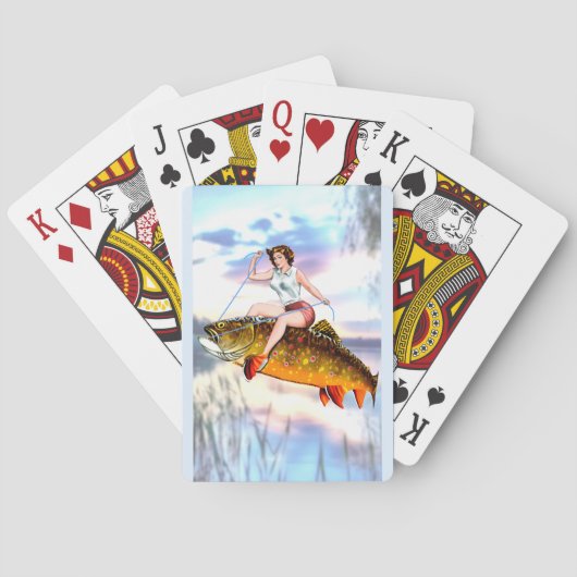Brook Trout Pinup Girl Pokerkaarten (Achterkant)