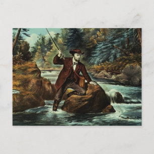 Brook Trout Vist - een angstig moment, 1862 Briefkaart