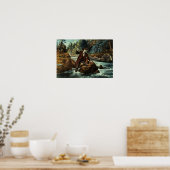 Brook Trout Vist - een angstig moment, 1862 Poster (Keuken)