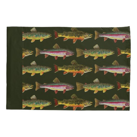 Brook Trout Vist Kussensloop (Achterkant-Links)