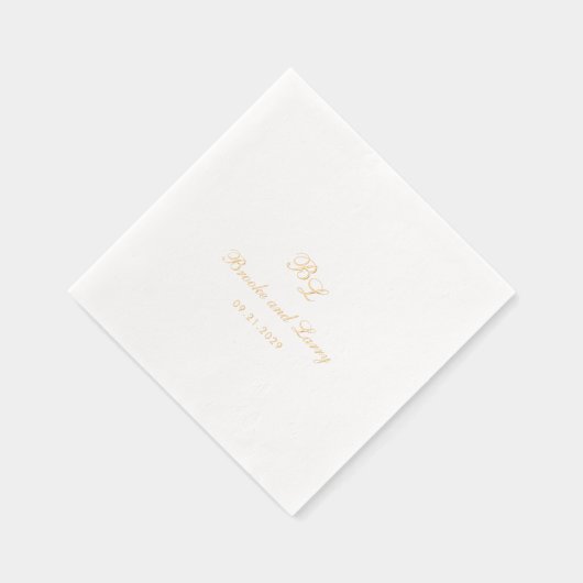 Brooke Classic Script Monogram Elegante bruiloft Folie Servetten (Rechts)