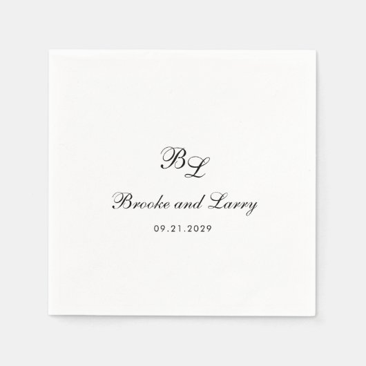 Brooke Classic Script Monogram Elegante bruiloft Servet (Voorkant)