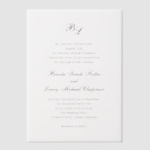 Brooke Classic Script Monogram Elegante bruiloft Vellum Uitnodigingen (Voorkant)