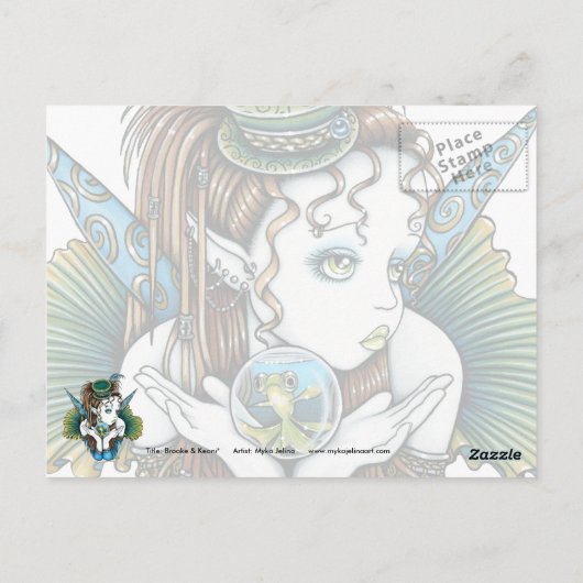 "Brooke" Pet Fish Couture Fairy Art Briefkaarten (Achterkant)