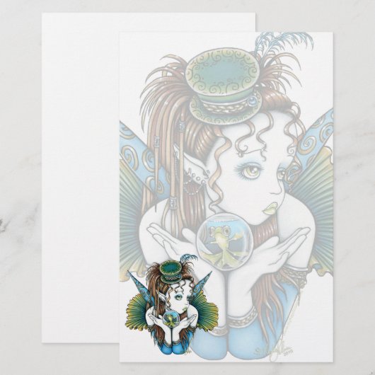 "Brooke" Pet Fish Couture Fairy Art Stationery Briefpapier (Voorkant / Achterkant)
