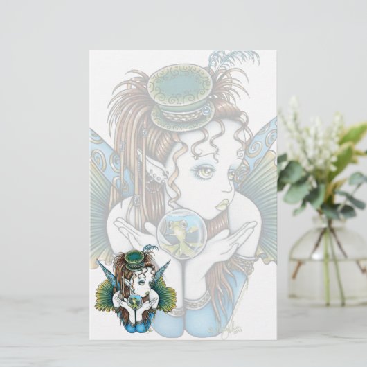 "Brooke" Pet Fish Couture Fairy Art Stationery Briefpapier (Staand voorkant)