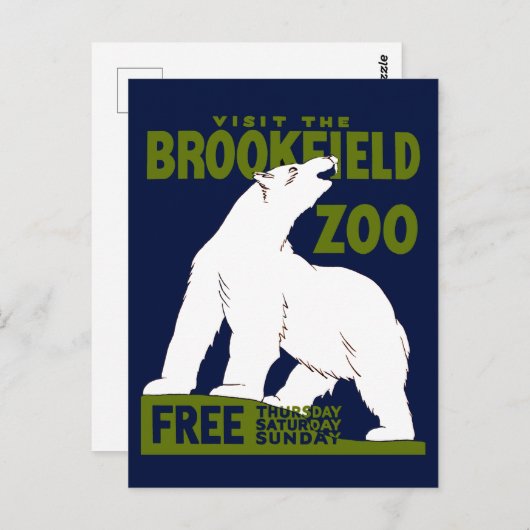 Brookfield Zoo, Federal Art Program Poster 1936 Briefkaart (Voorkant / Achterkant)