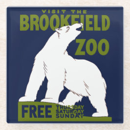 Brookfield Zoo, Federal Art Program Poster 1936 Glazen Onderzetter