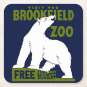 Brookfield Zoo, Federal Art Program Poster 1936 Kartonnen Onderzetters (Voorkant)