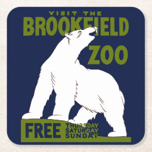 Brookfield Zoo, Federal Art Program Poster 1936 Kartonnen Onderzetters