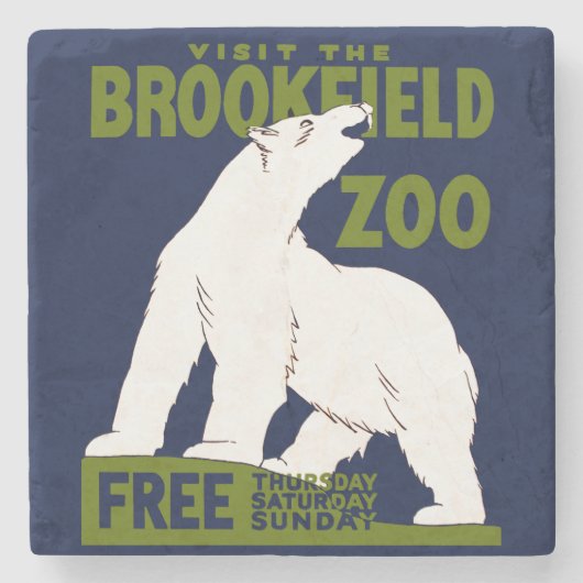 Brookfield Zoo, Federal Art Program Poster 1936 Stenen Onderzetter (Voorkant)