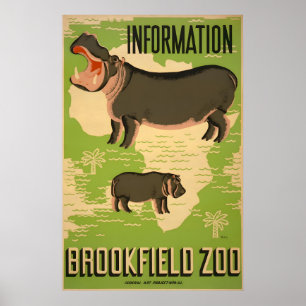 Brookfield Zoo Hippo  WPA-Poster Poster