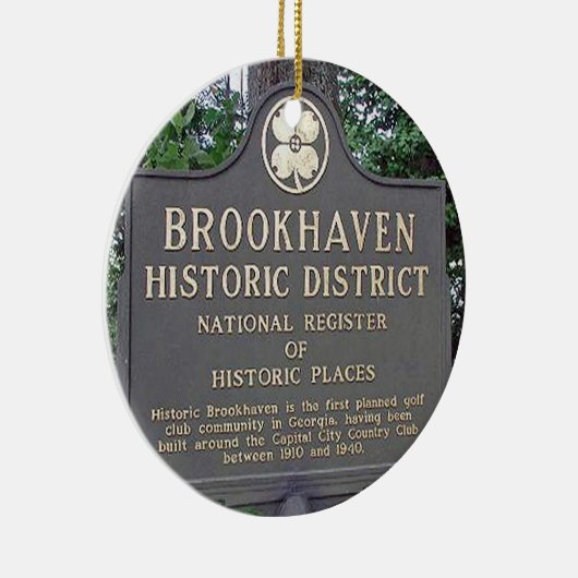 Brookhaven Atlanta, met dubbelzijdige kerstmenheid Keramisch Ornament (Rechts)