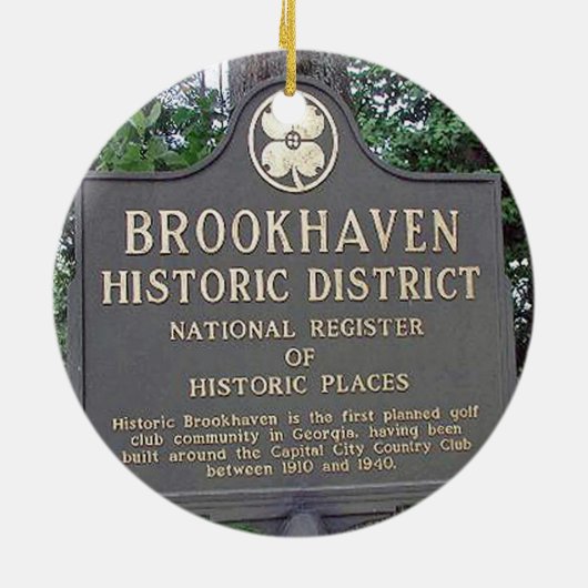 Brookhaven Atlanta, met dubbelzijdige kerstmenheid Keramisch Ornament (Achterkant)