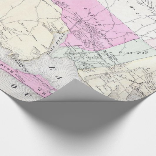  Brookhaven en Fire Island NY Map (1873) Cadeaupapier (Hoek)