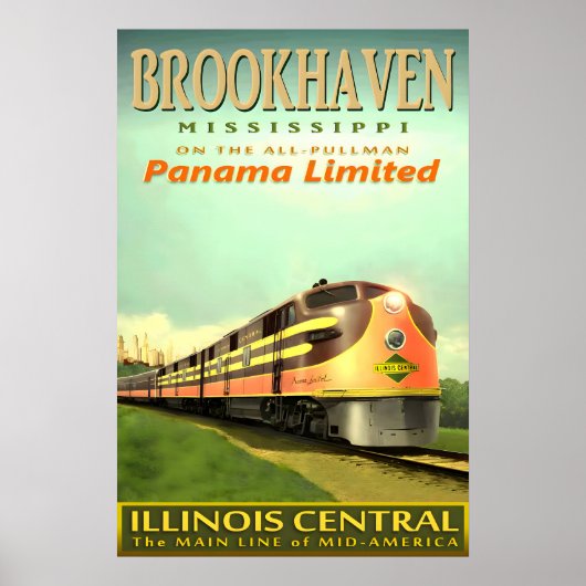BROOKHAVEN Mississippi Illinois Central Railroad Poster (Voorkant)