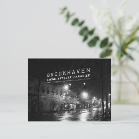 Brookhaven voor zwart-wit, Mississippi Town Sign Briefkaart (Staand voorkant)