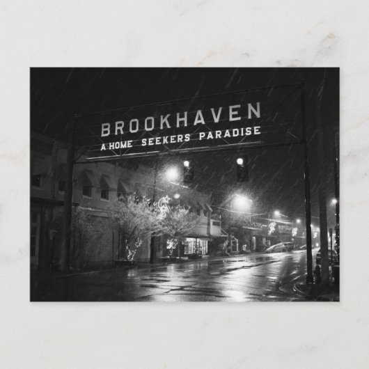Brookhaven voor zwart-wit, Mississippi Town Sign Briefkaart (Voorkant)