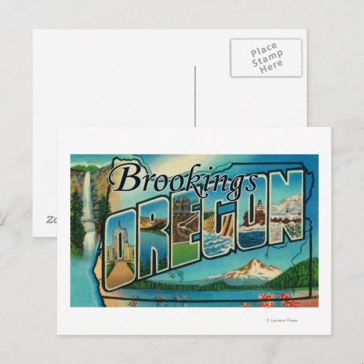 Brookings, oregon - grote letterscènes briefkaart (Voorkant / Achterkant)