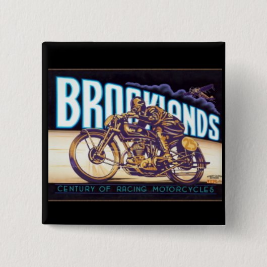 Brookland's Motorcycle Racing Vierkante Button 5,1 Cm (Voorkant)