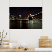 Brooklin Bridge at Night (Afdruk) Poster (Keuken)
