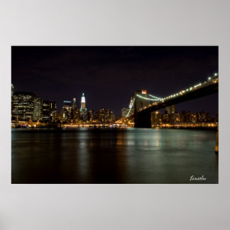 Brooklin Bridge at Night (Afdruk) Poster