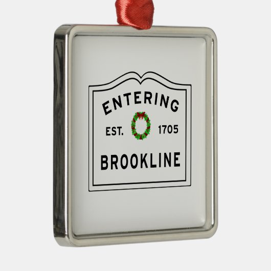 Brookline, MA Holiday Wreath Ceramic Ornament (Rechts)