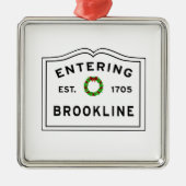 Brookline, MA Holiday Wreath Ceramic Ornament (Voorkant)