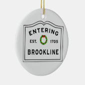 Brookline, MA Holiday Wreath Ceramic Ornament (Rechts)