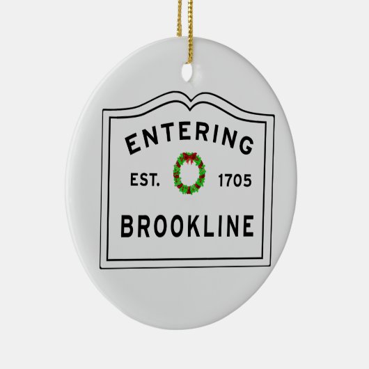 Brookline, MA Holiday Wreath Ceramic Ornament (Rechts)