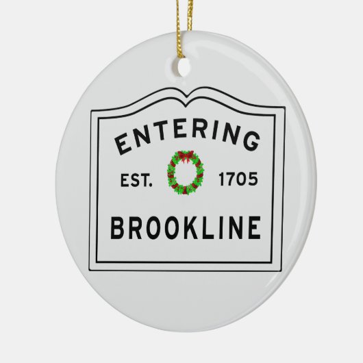 Brookline, MA Holiday Wreath Ceramic Ornament (Links)