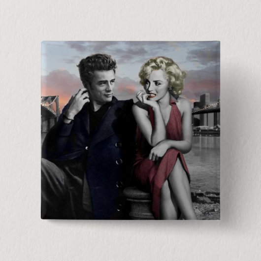 Brooklyn B&W 2 Vierkante Button 5,1 Cm (Voorkant)