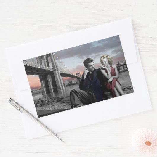 Brooklyn B&W Rechthoekige Sticker (Envelop)