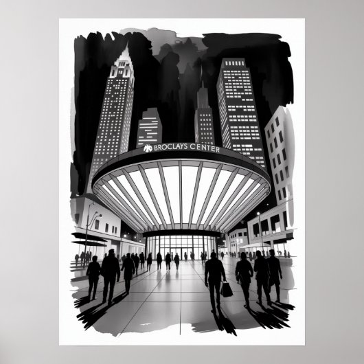 Brooklyn Barclays Center Nachtpubliek Poster (Voorkant)