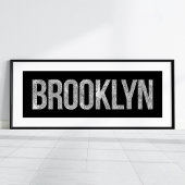 Brooklyn  Black en White Map Typografie Poster