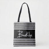 Brooklyn Block Letters Hand Lettering Black White Tote Bag (Voorkant)