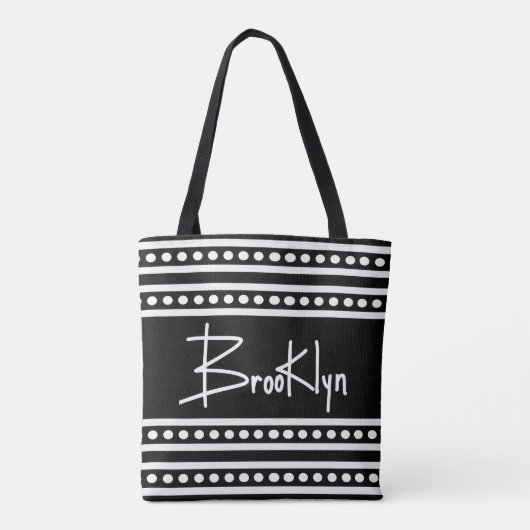 Brooklyn Block Letters Hand Lettering Black White Tote Bag (Achterkant)