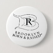 BROOKLYN BORN EN RAISED LOGO RUND BUTTON PIN (Voorkant)