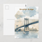 Brooklyn Bridge Aquarel Briefkaart (Voorkant / Achterkant)