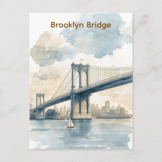 Brooklyn Bridge Aquarel Briefkaart (Voorkant)