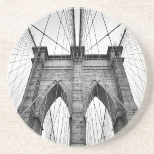 Brooklyn Bridge Architecture Black & White Foto Zandsteen Onderzetter