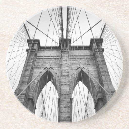 Brooklyn Bridge Architecture Black & White Foto Zandsteen Onderzetter (Voorkant)