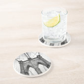 Brooklyn Bridge Architecture Black & White Foto Zandsteen Onderzetter (Zijkant)