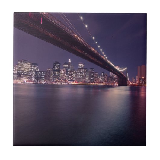 Brooklyn Bridge at Night, Manhattan Lights, NYC Tegeltje (Voorkant)