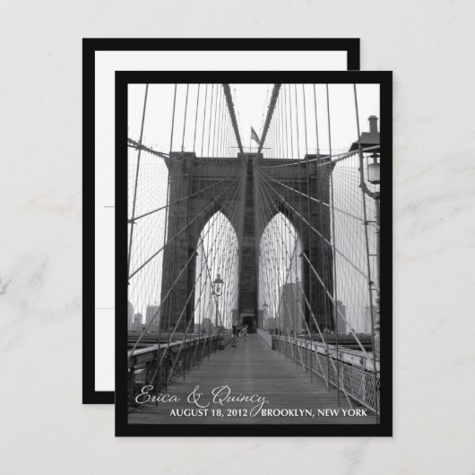 Brooklyn Bridge Bewaar de datum Aankondigingskaart (Voorkant / Achterkant)
