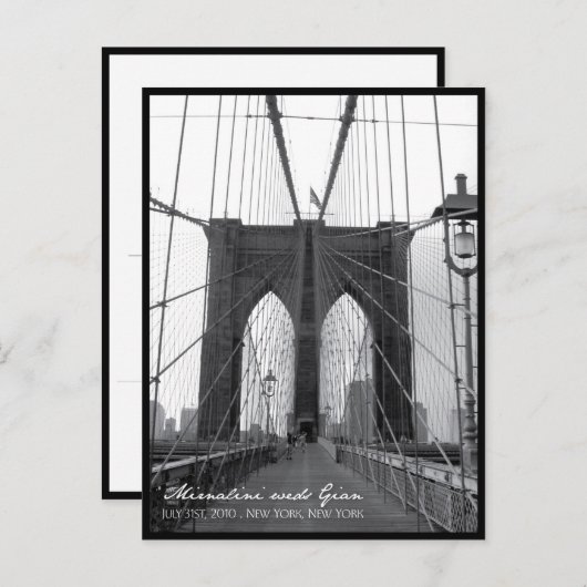 Brooklyn Bridge Bewaar de datum Aankondigingskaart (Voorkant / Achterkant)