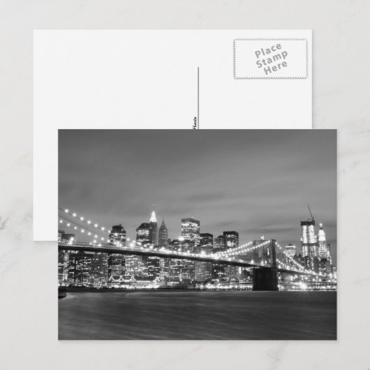 Brooklyn Bridge bij nacht, New York City Briefkaart (Voorkant / Achterkant)